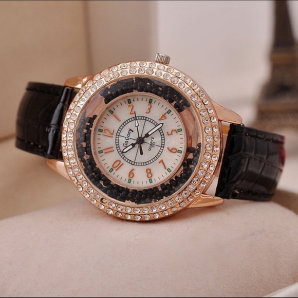 Accessories - HotBLACK crystal rhinestone watch 朗